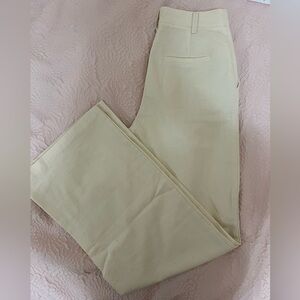 Cream wide leg linen blend trousers